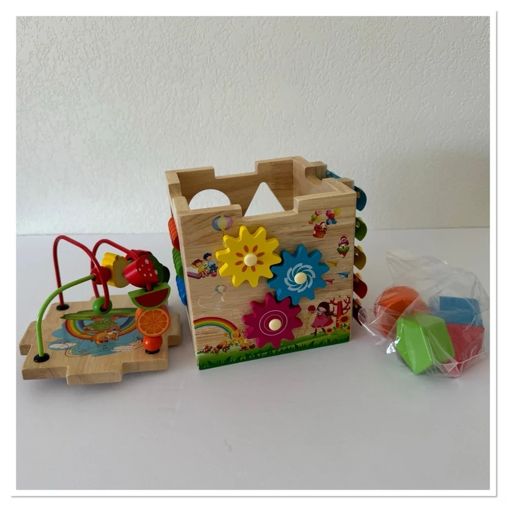 Wooden Activity Cube For Kids 18+Months Learning Toy